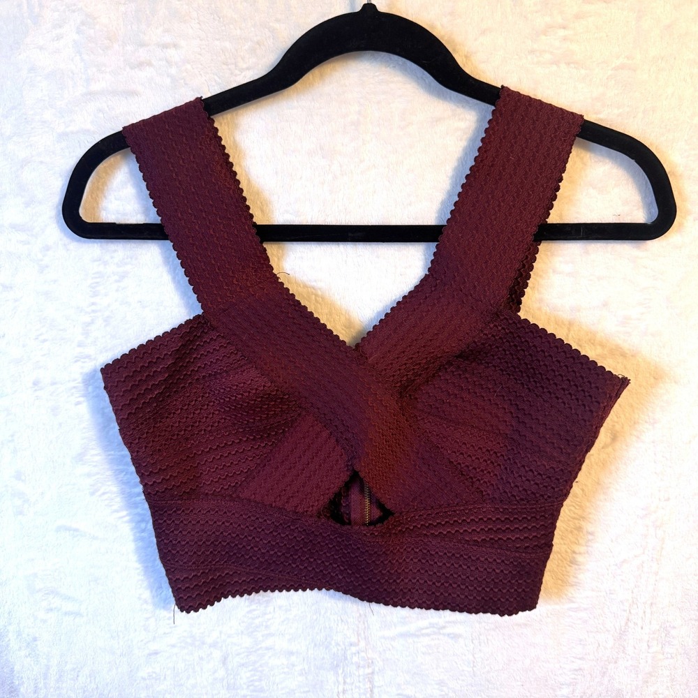 Charlotte Russe Y2K Crop Top Criss Cross Front Medium Burgundy Women